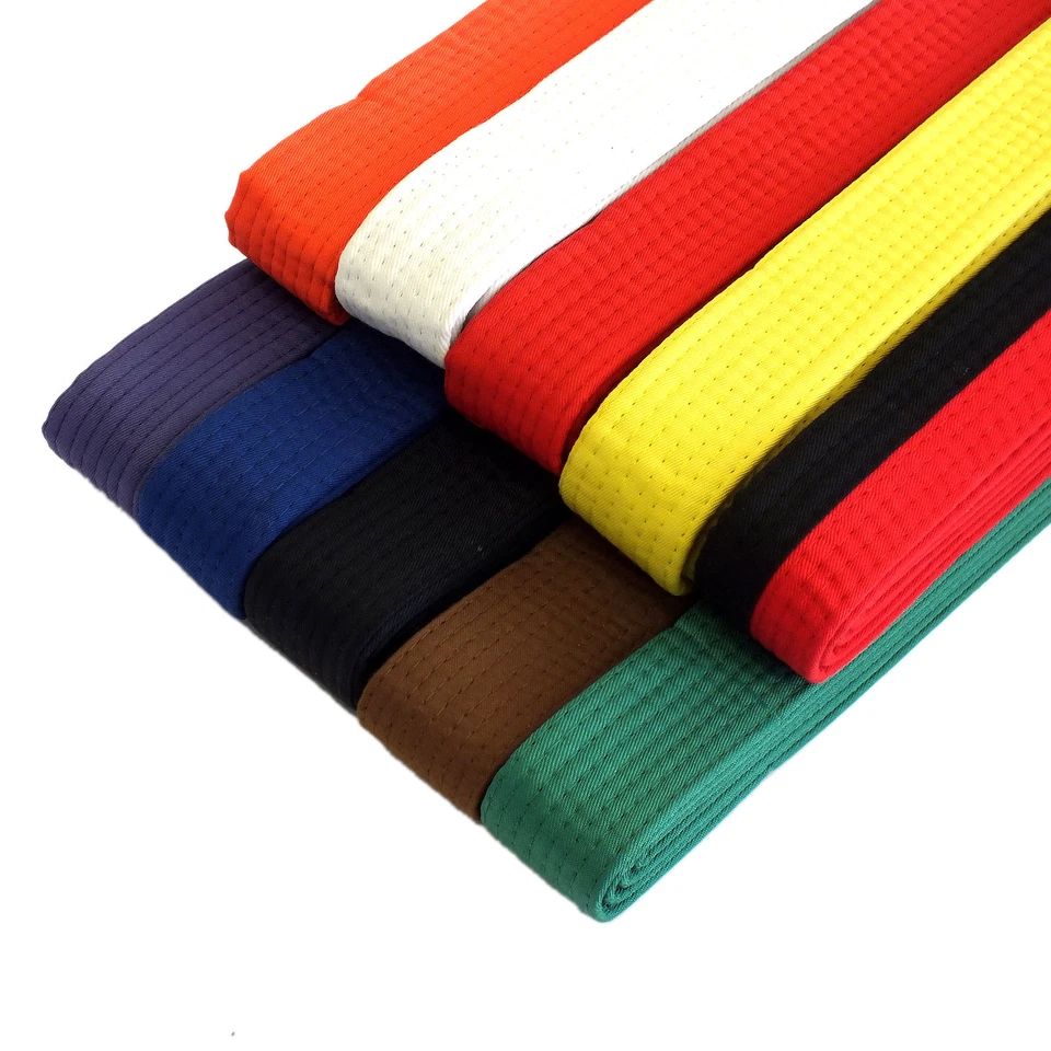 New Taekwondo Karate Martial Arts 1.5 Wide Double Wrap Belts, Yellow - Image 3