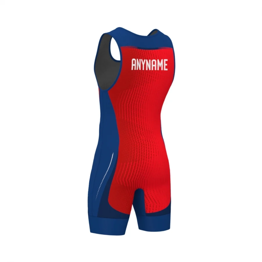 Anthrax Ultra Pro Weightlifting Singlet - Men - Blue & Red - Image 3