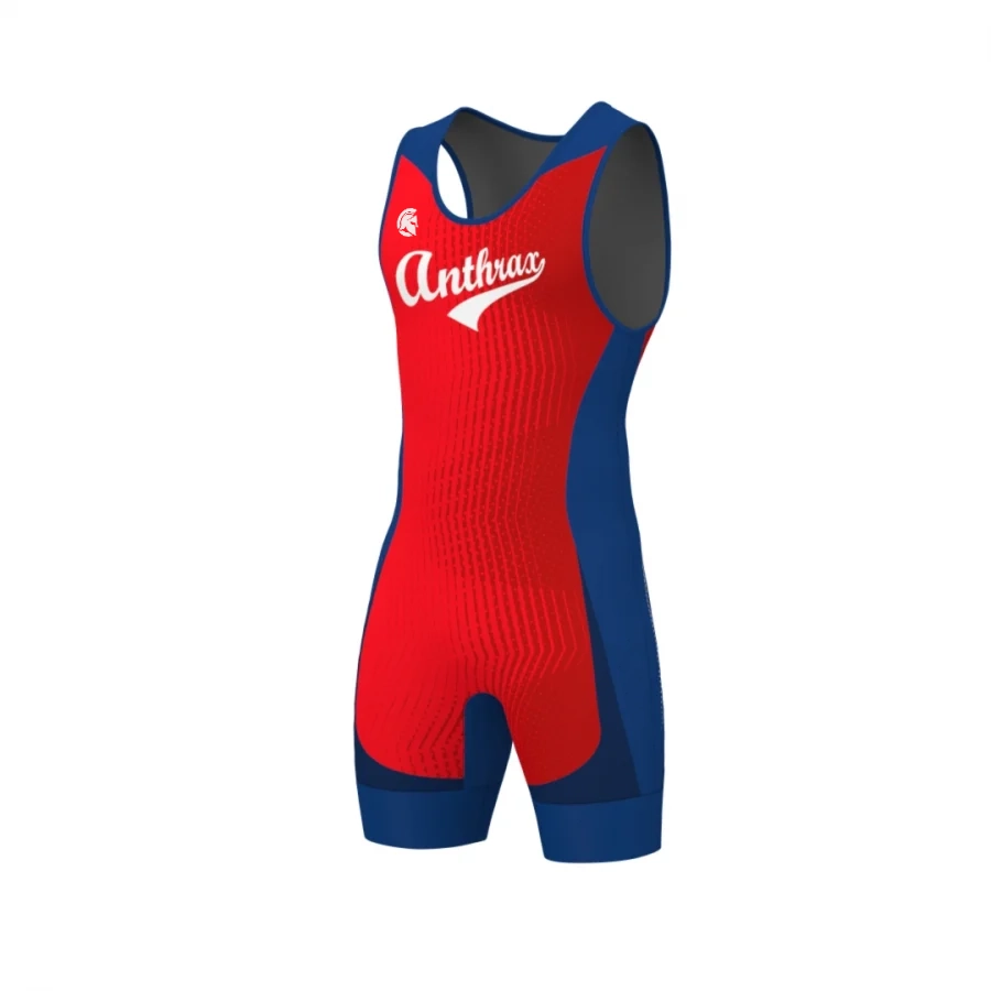 Anthrax Ultra Pro Weightlifting Singlet - Men - Blue & Red - Image 4