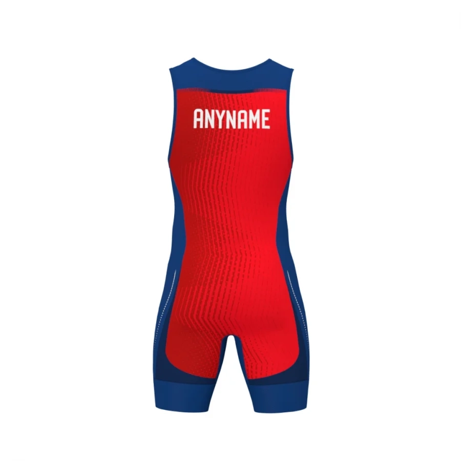 Anthrax Ultra Pro Weightlifting Singlet - Men - Blue & Red - Image 2