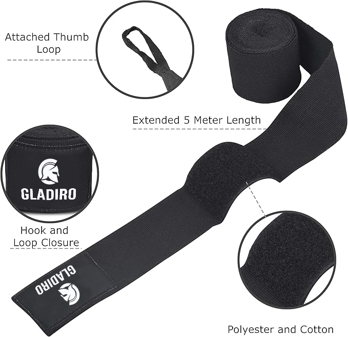 BADBOXE Cotton Elastic Streched Boxing Hand Wraps MMA Hand Wraps 180" Length Premium Quality - Image 2